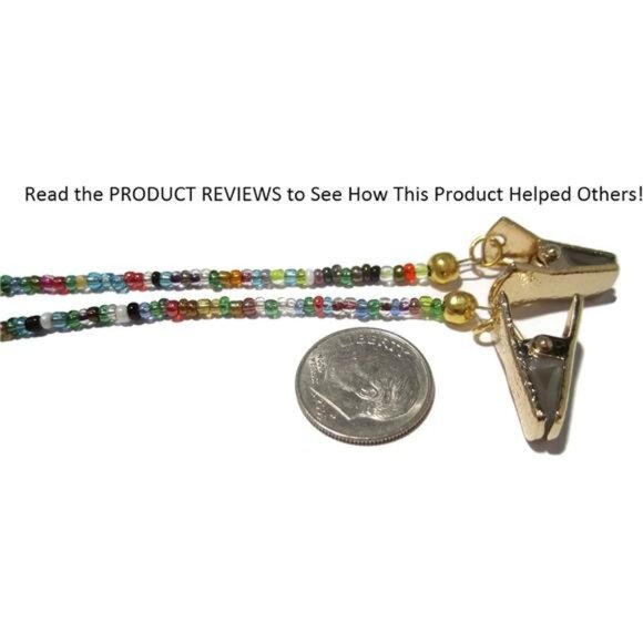 Eyeglass Chain for Women - Beaded 32 Colors Gold Clip - Glasses Chain - Picture 5 of 6